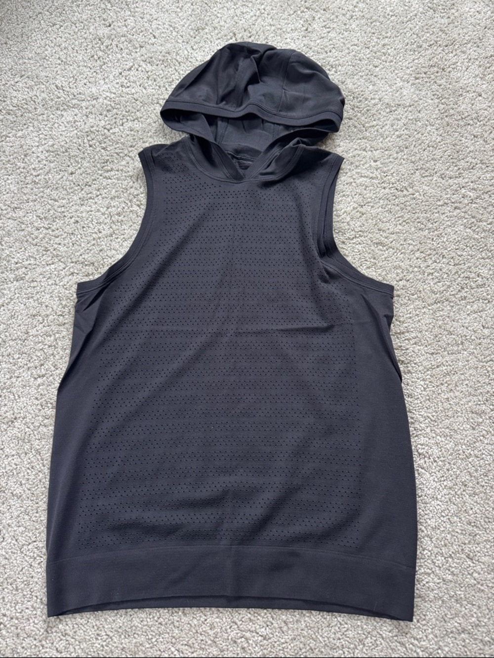 LULULEMON Black Perforated Breeze By Hooded Tank Top 4/XS